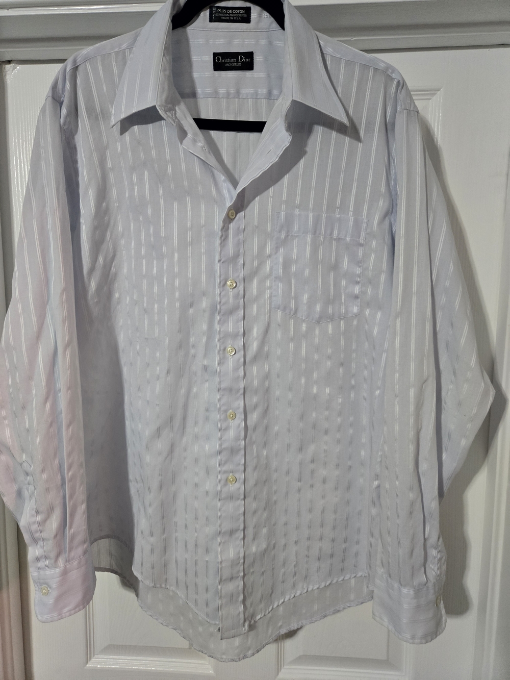Men's Vintage Christian Diore Pinstripe  Blue Dress Shirt - - Picture 11 of 11